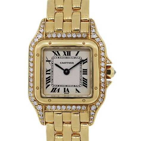 cartier gold women's watch|cartier panthere gold diamond watch.